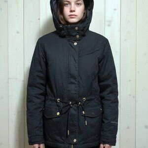 ZARA TRAFALUC Women's Small (S) Navy Blue Hooded Anorak Parka Jacket Warm Coat